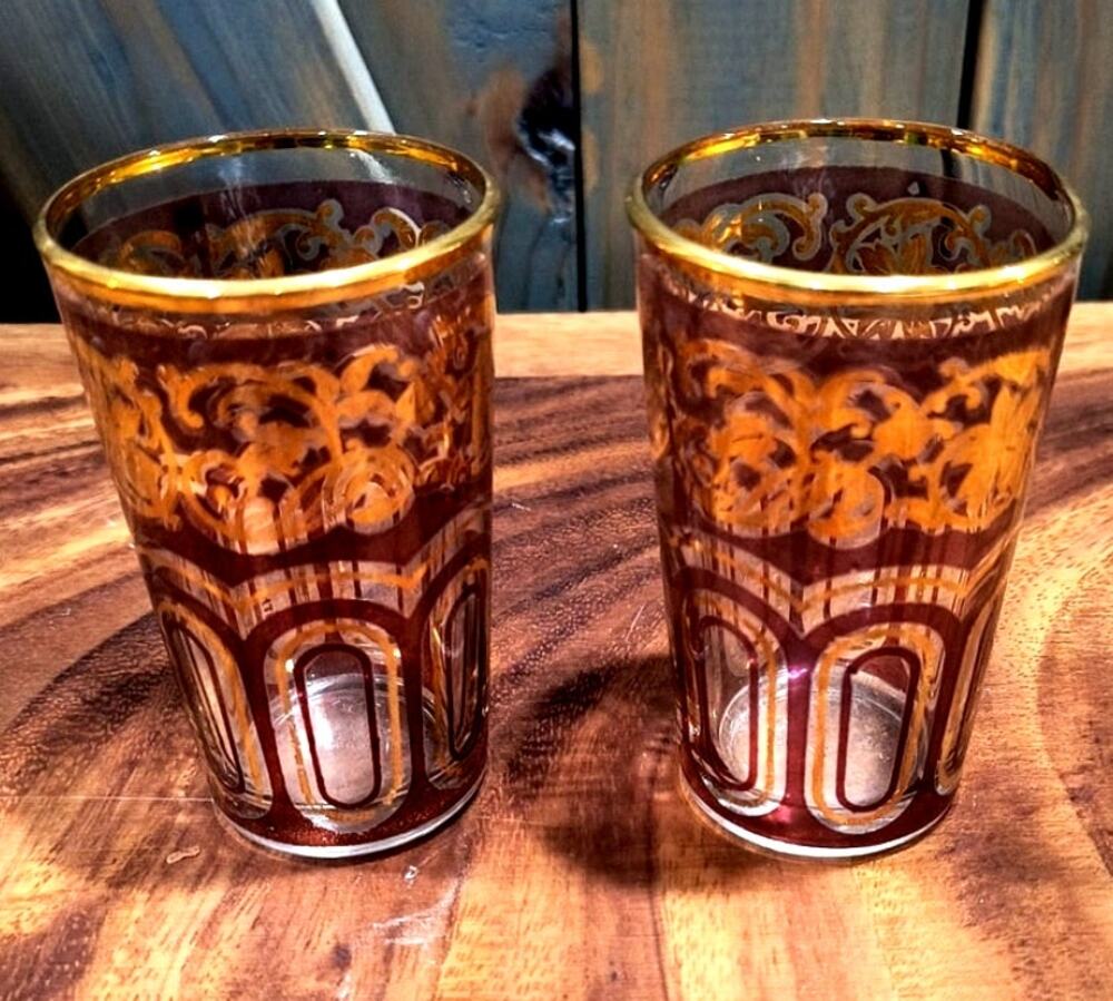 692. Vintage Moroccan Mint Tea Glasses Set of 2